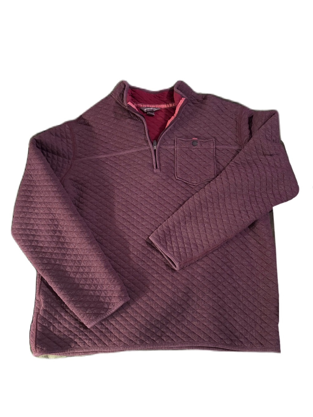 Eddie Bauer Men’s Tall XL Quilted 1/4 Zip Pullover Burgundy TXL